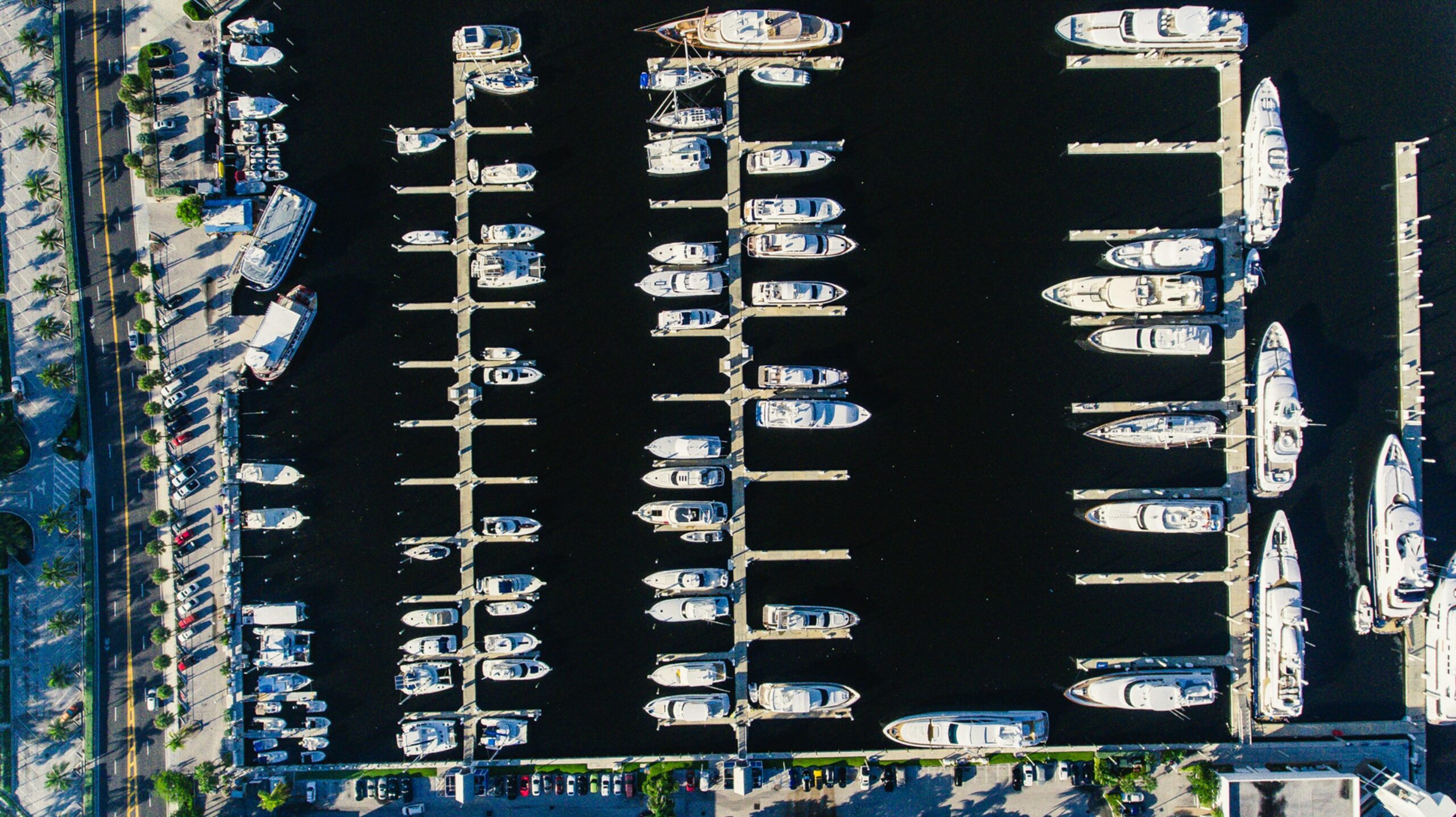 Aerial view of the Fort Lauderdale marina during the international boat show