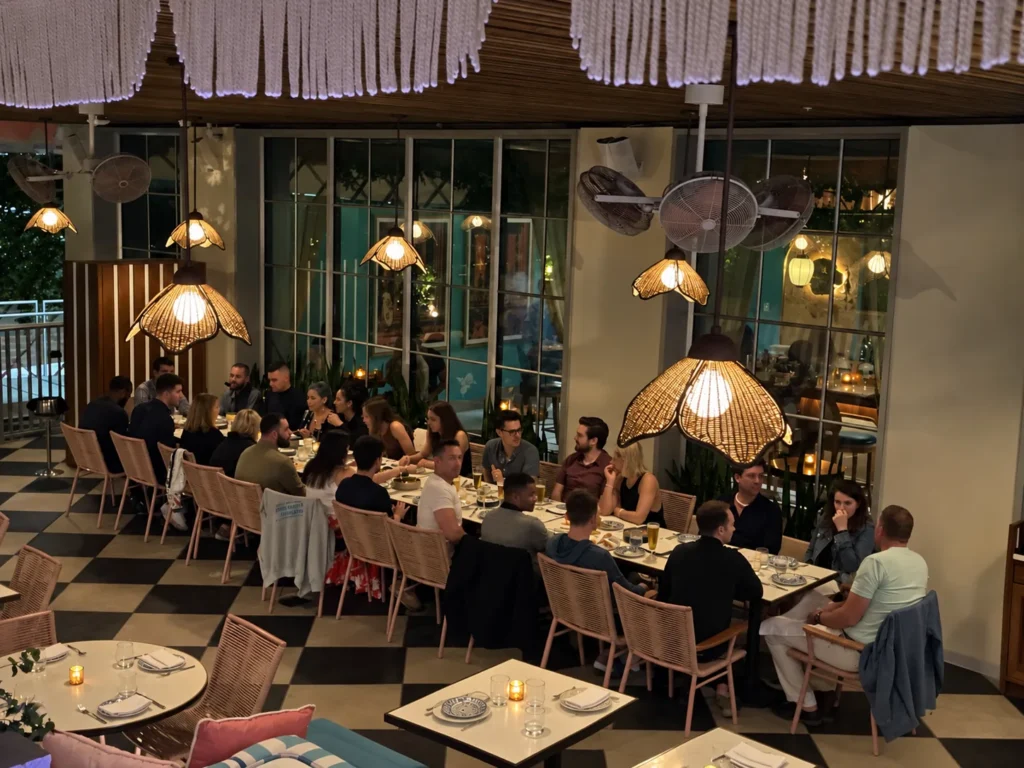 AB Tasty team at a group dinner during their corporate retreat in Miami Beach